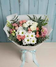 Букет цветов из:  Розы, Лизиантусы и Хризантемы в Родниках Московской области