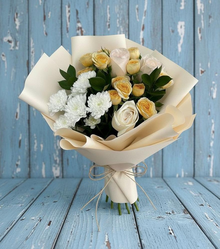 Букет цветов из: Розы и Хризантемы в Родниках Московской области