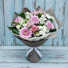 Букет цветов из:  Герберы, Альстромерии и Хризантемы в Родниках Московской области