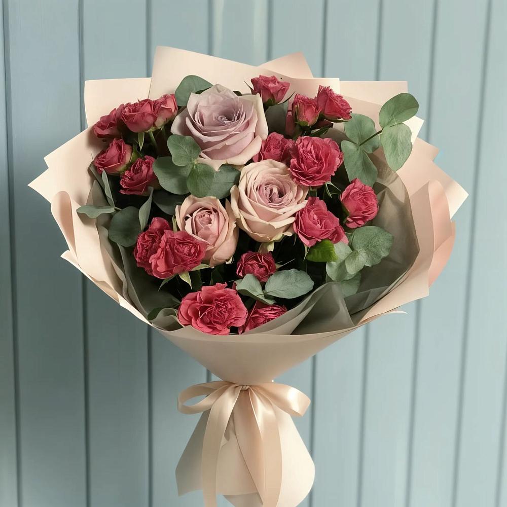 Букет цветов из: Гвоздики и Розы в Родниках Московской области