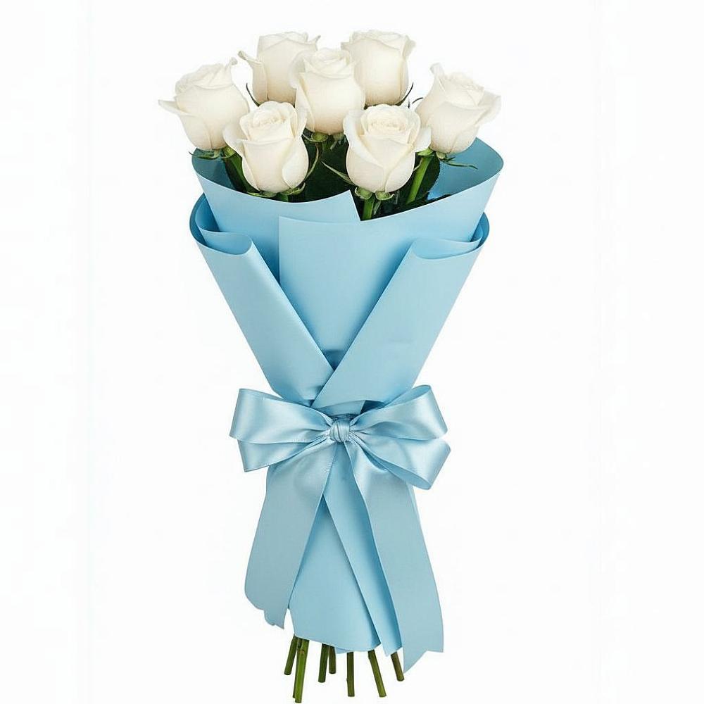 Букет 7 белых роз Проуд в Родниках Московской области