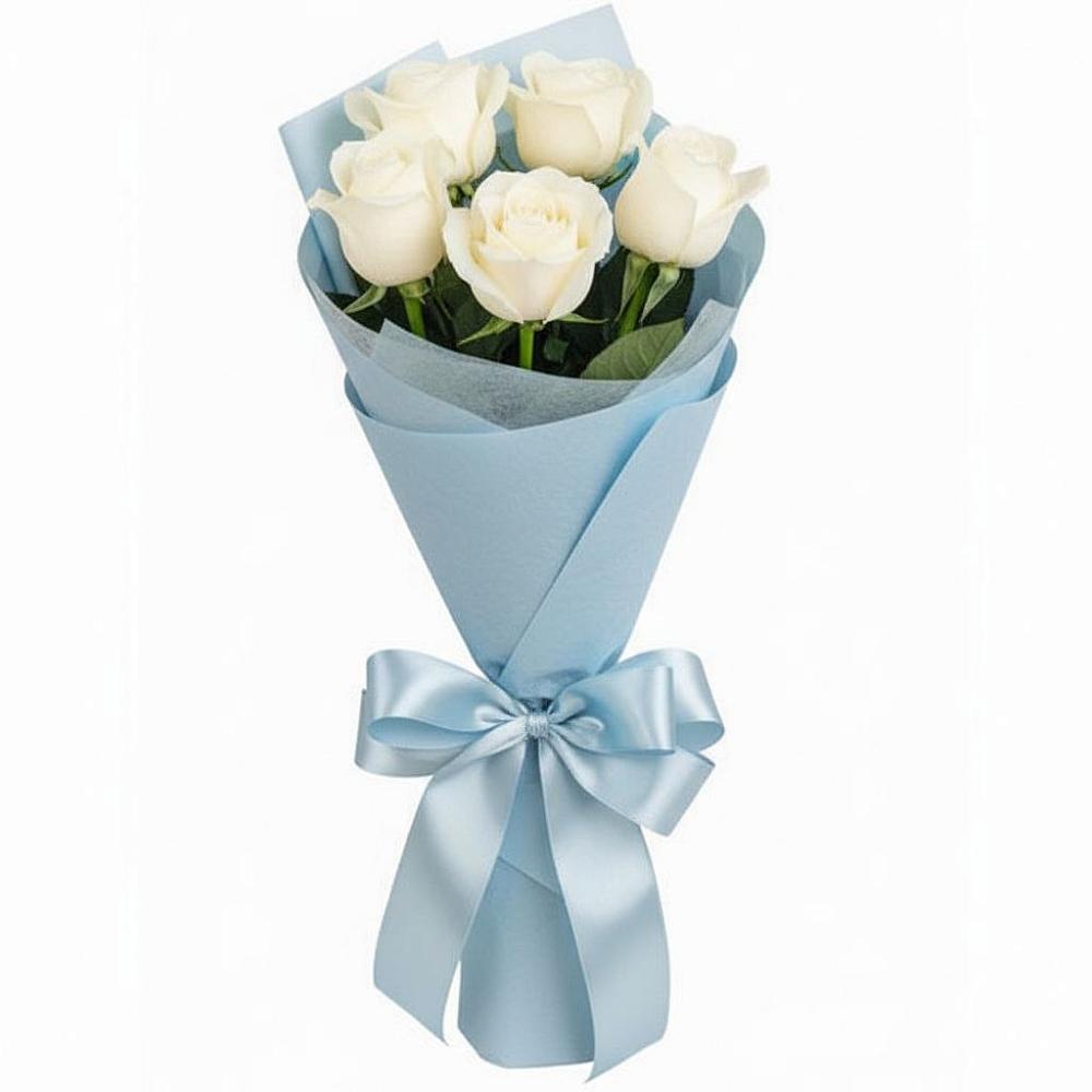 Букет 5 Белых роз Проуд в Родниках Московской области
