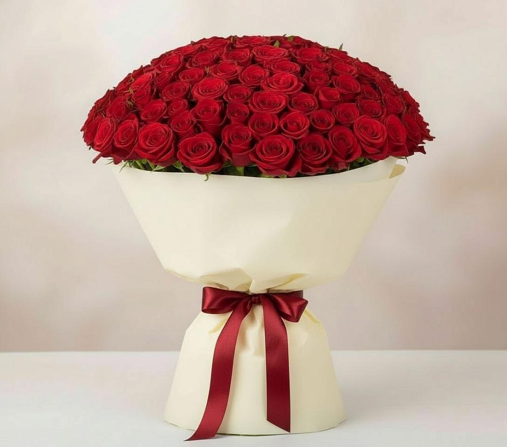 Букет 101 Красная роза Милано в Родниках Московской области