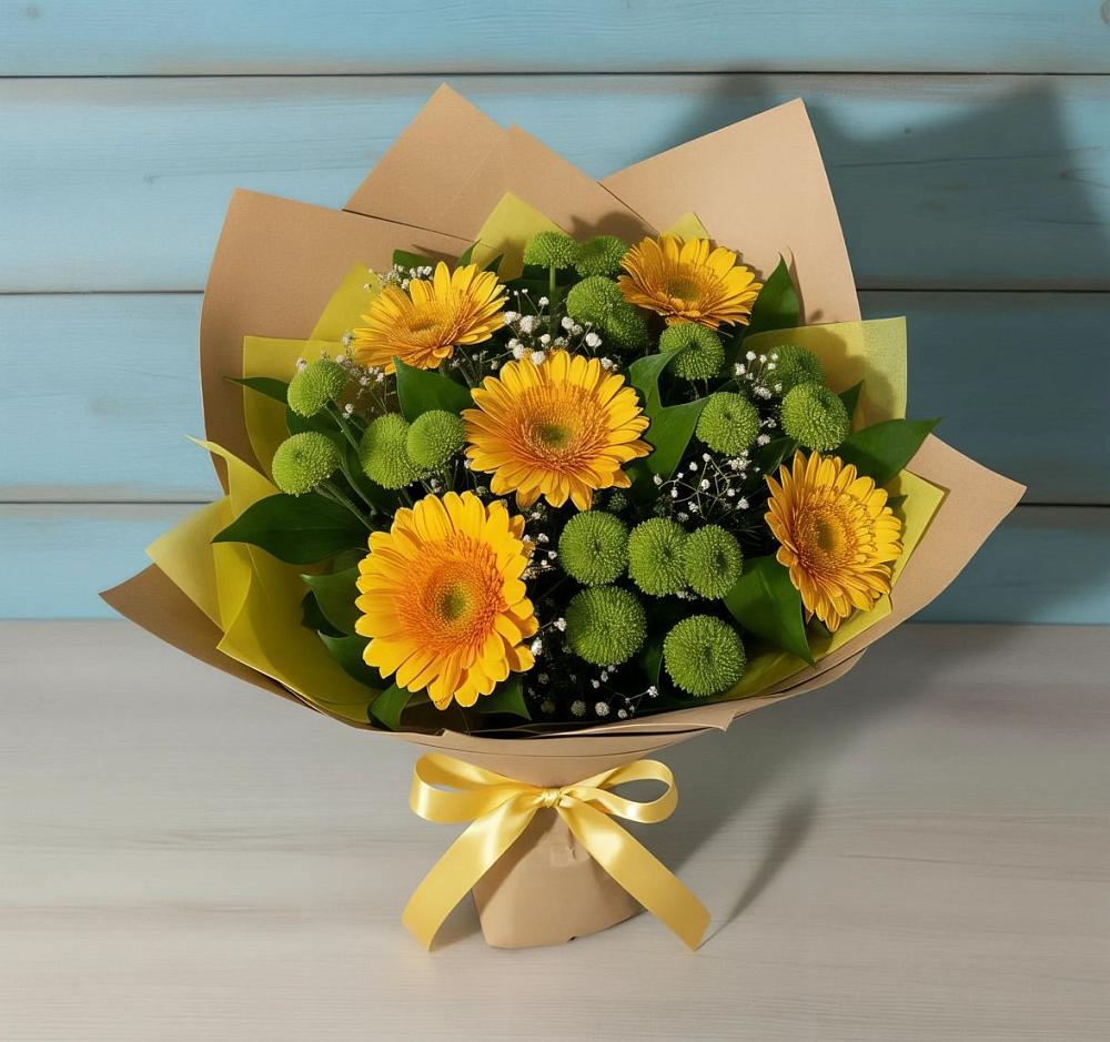 Букет цветов из: Герберы и Хризантемы в Родниках Московской области