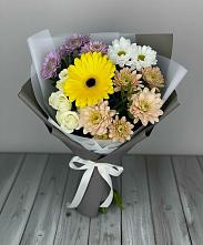 Букет цветов из:  Розы, Герберы и Хризантемы в Родниках Московской области