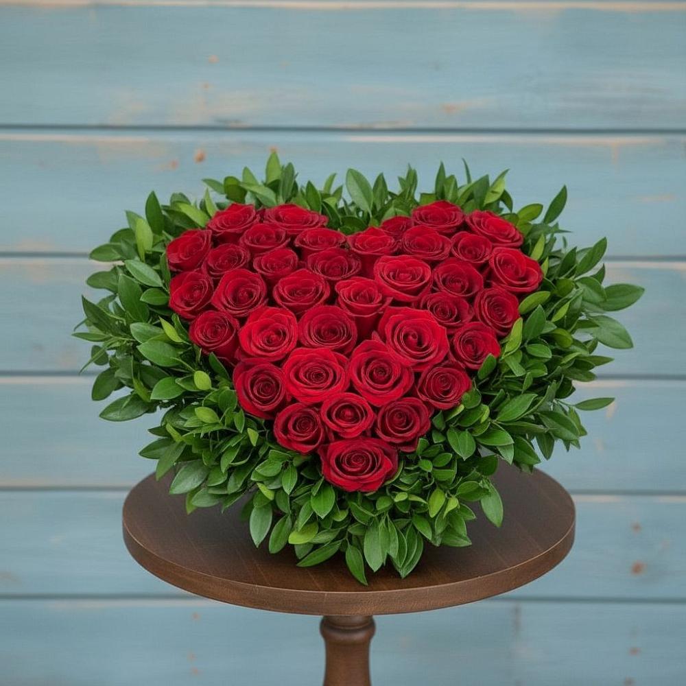 Цветочная композиция из Розы в виде сердца в Родниках Московской области