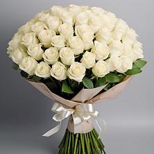 Букет 101 беля роза Белоснежка в Родниках Московской области