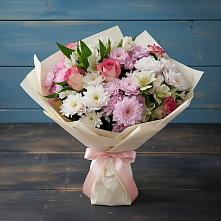 Букет цветов из:  Хризантемы, Альстромерии и Розы #REPLACE_PRED# Родниках Московской области