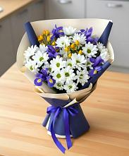 Букет цветов из:  Розы, Ирисы и Хризантемы в Родниках Московской области
