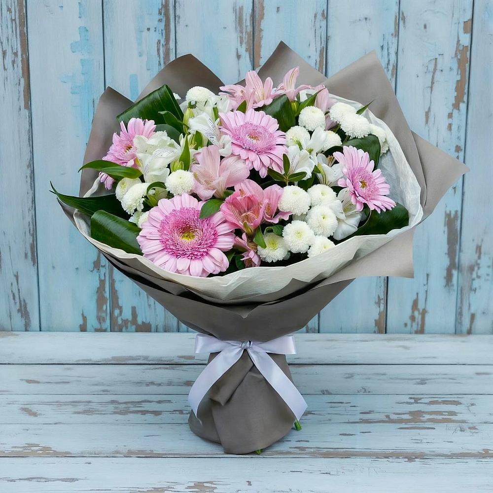 Букет цветов из: Герберы, Альстромерии и Хризантемы в Родниках Московской области