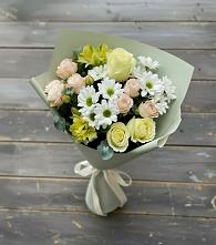 Букет цветов из:  Альстромерии, Розы и Хризантемы в Родниках Московской области